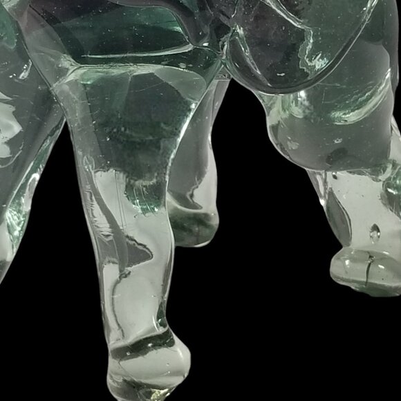 Murano Handblown Green Glass Elephant Figure W/Good Luck White Upward Tusk - Picture 8 of 16
